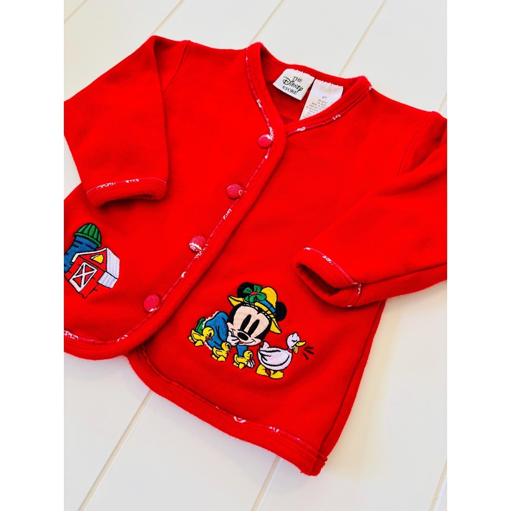 Vintage Mickey & Co Minnie Mouse Farm Theme Embroidered Cardigan, Size 2T - Picture 4 of 12